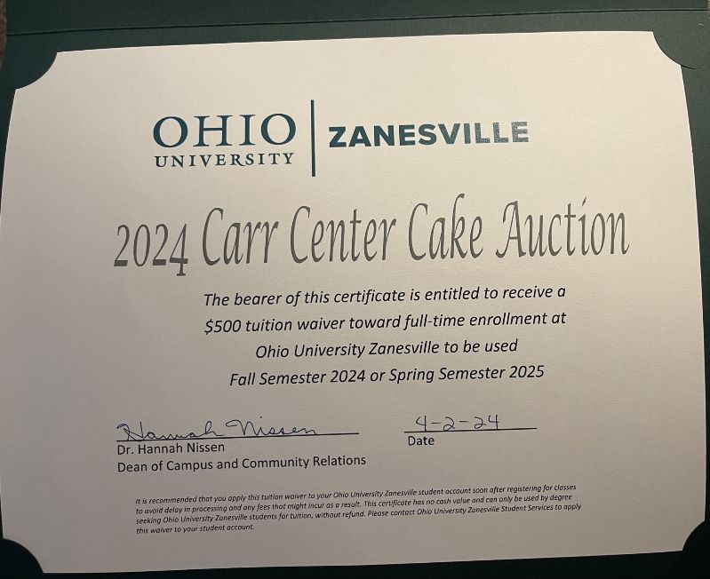 Carr Center Cake Auction Entry Ohio University Zanesville