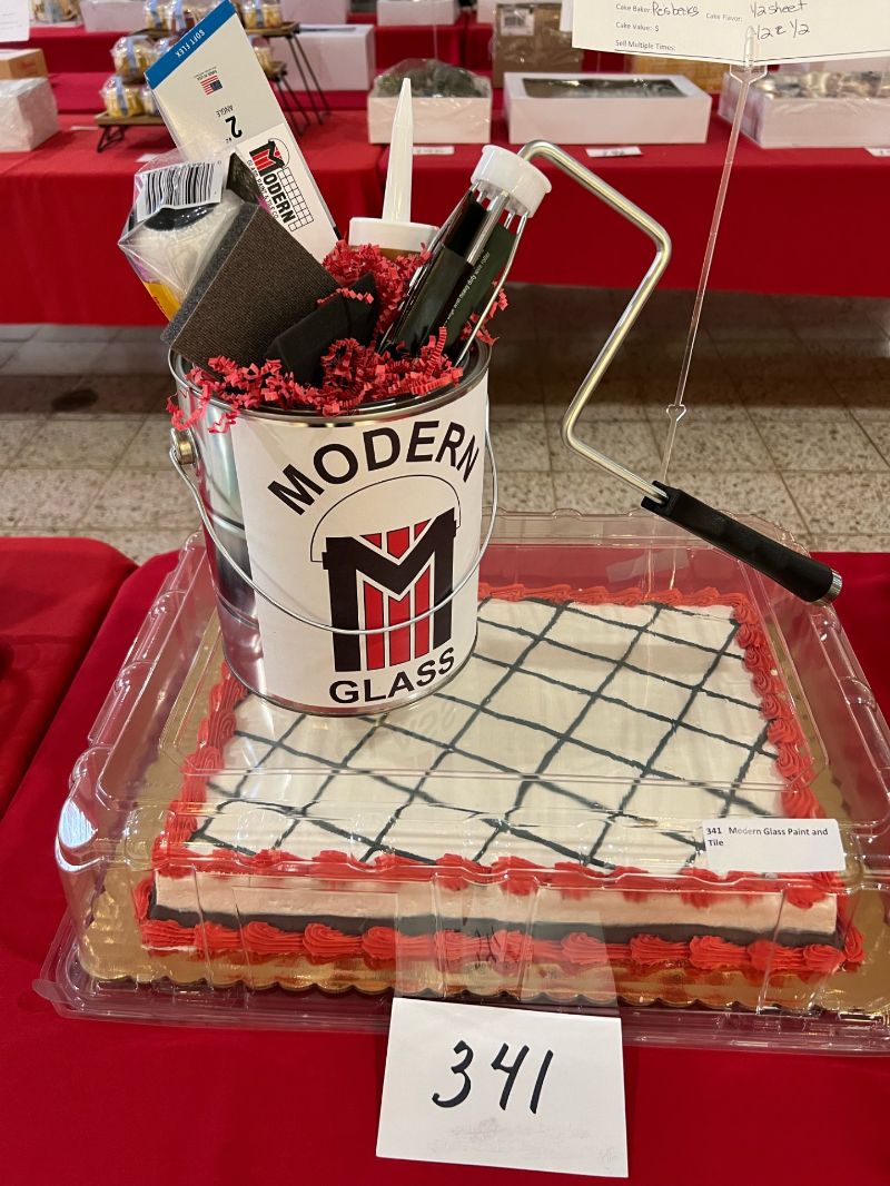 Carr Center Cake Auction Entry Modern Glass Paint and Tile
